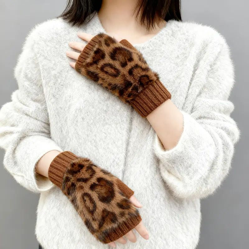 Warme Handschuhe Mit Leopardenmuster