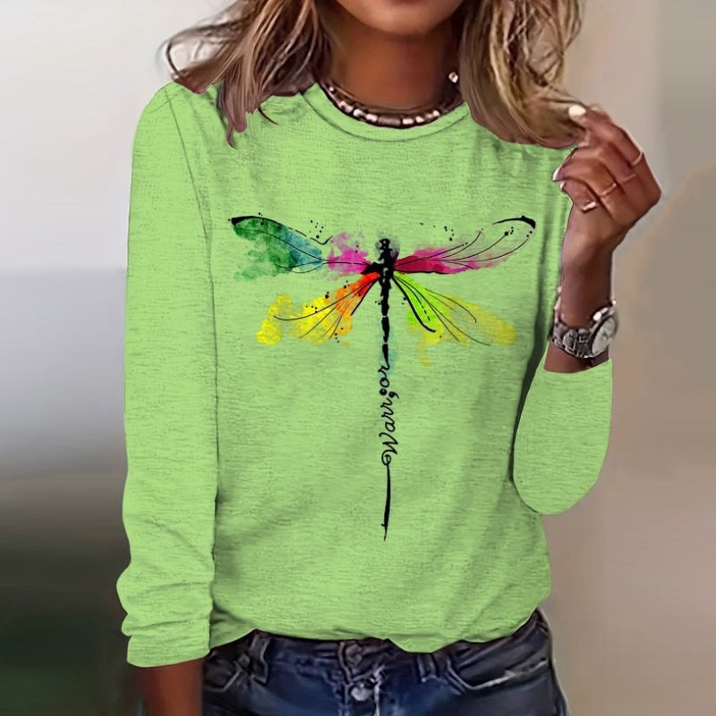 Lässiges T-Shirt Mit Libellen-Print