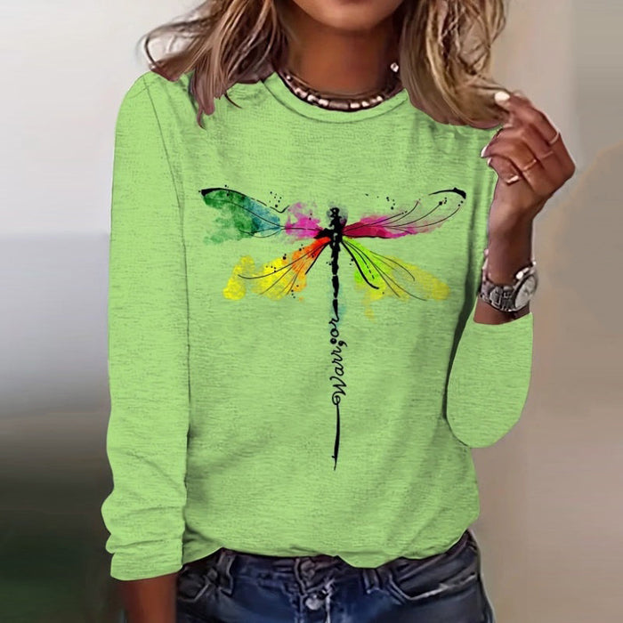 Lässiges T-Shirt Mit Libellen-Print