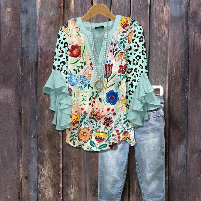 Vintage Bluse Mit Blumendruck
