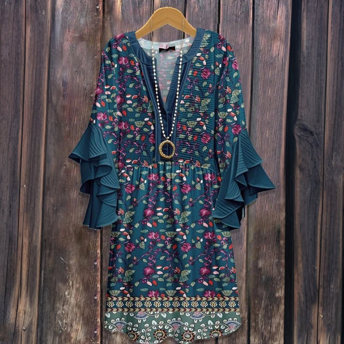 Vintage-Kleid Mit Blumendruck