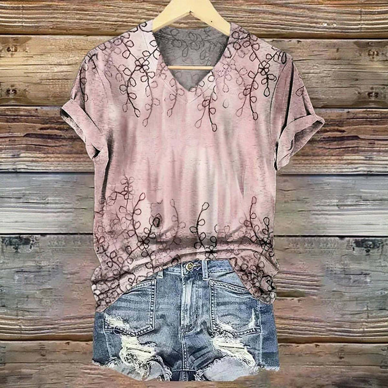 Vintage T-Shirt Mit Blattdruck