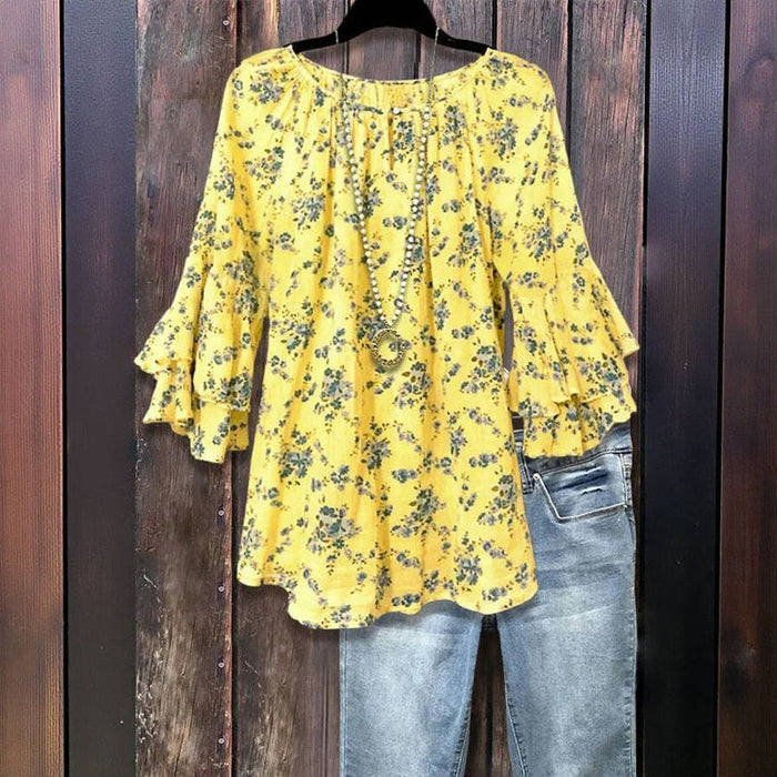 Vintage Bluse Mit Blumendruck