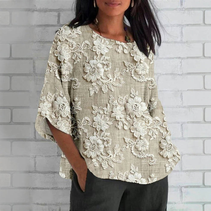 Vintage Bluse Mit Blumendruck