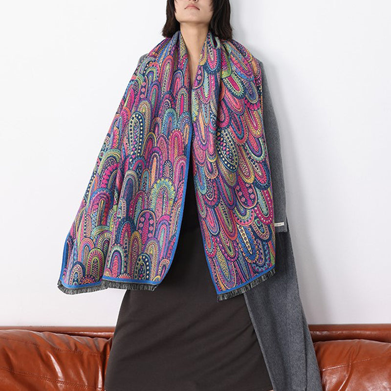 Vintage-Schal Mit Abstraktem Druck