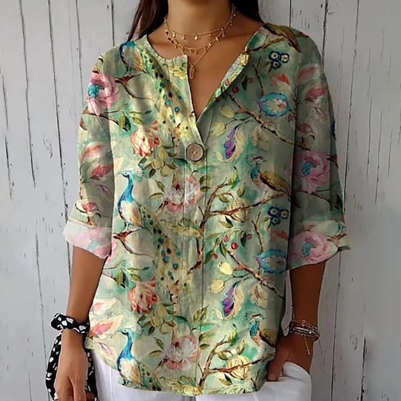 Vintage Bluse Mit Blumendruck