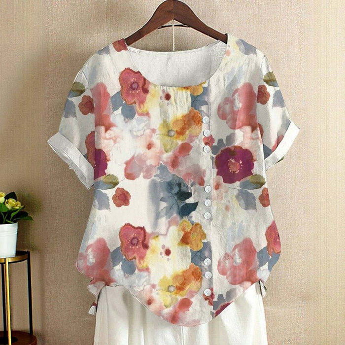 Vintage Bluse Mit Blumendruck