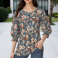 Vintage-Bluse Mit Blumendruck