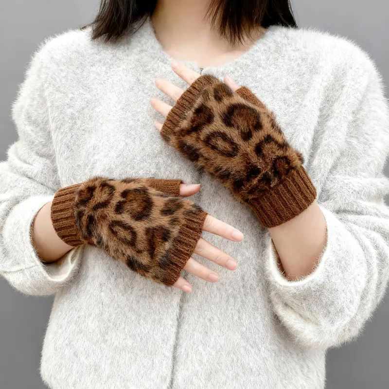 Warme Handschuhe Mit Leopardenmuster