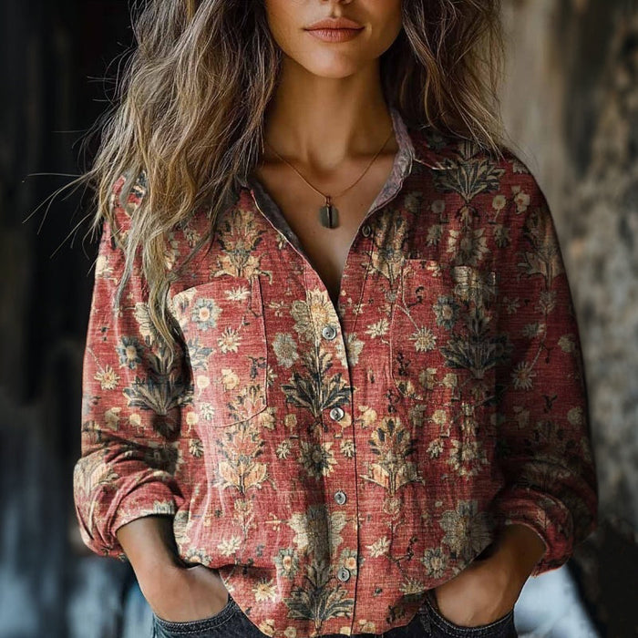 Vintage Bluse Mit Blumendruck