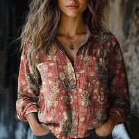 Vintage Bluse Mit Blumendruck