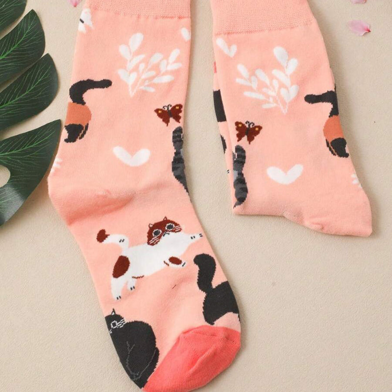 Lässige Socken Mit Katzenmuster