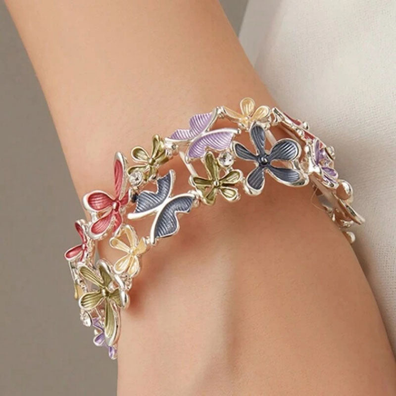 Buntes Schmetterlings-Blumen Armband