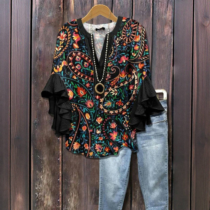 Vintage-Bluse Mit Blumenprint