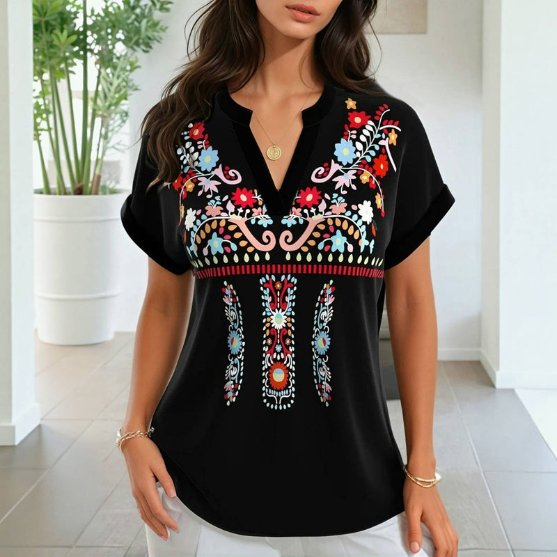 Vintage Bluse Mit Blumendruck