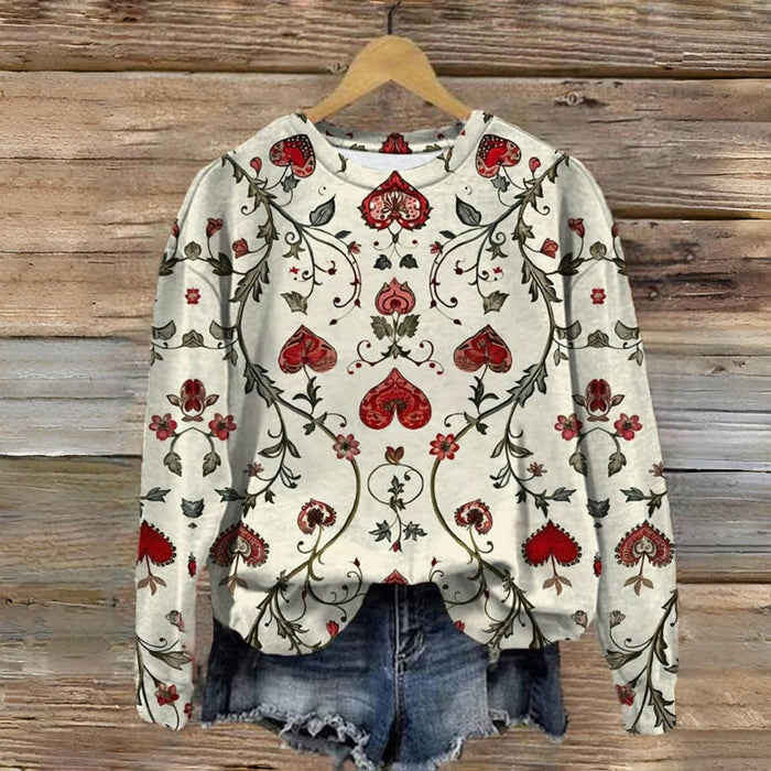 Vintage-Sweatshirt Mit Herz-Print