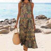 Vintage-Kleid Mit Ethnischem Print