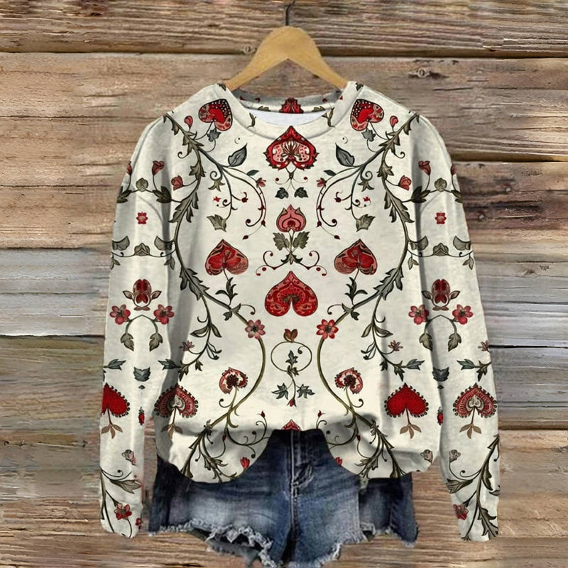 Vintage-Sweatshirt Mit Herz-Print