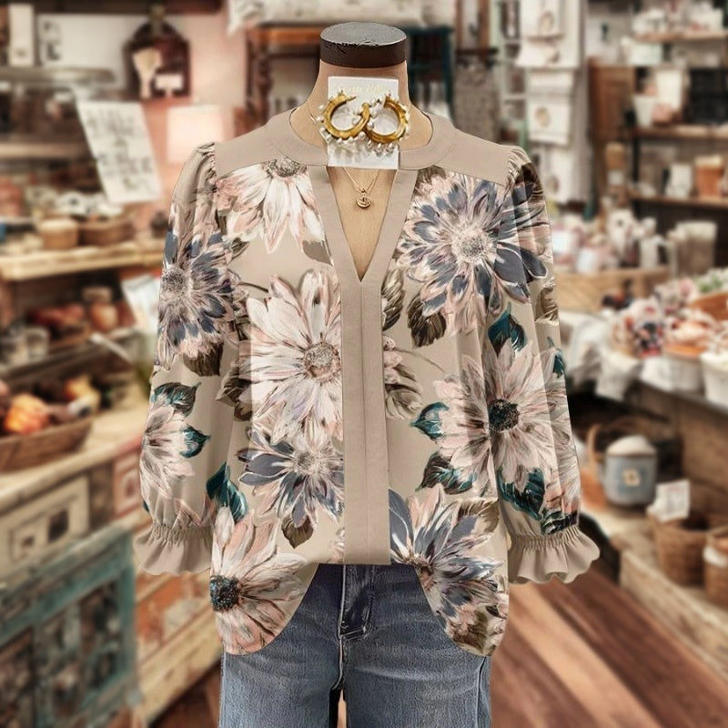 Vintage-Bluse Mit Blumenmuster