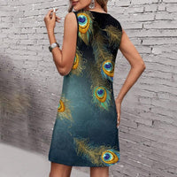 Kleid Mit Pfauenfeder-Print