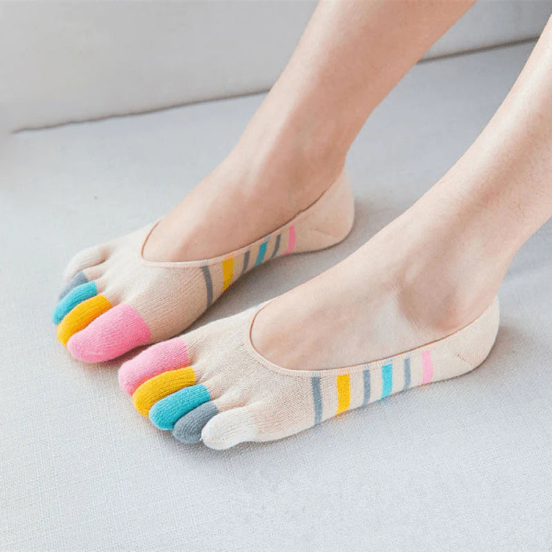 Bunt Gestreifte 5-Finger-Socken