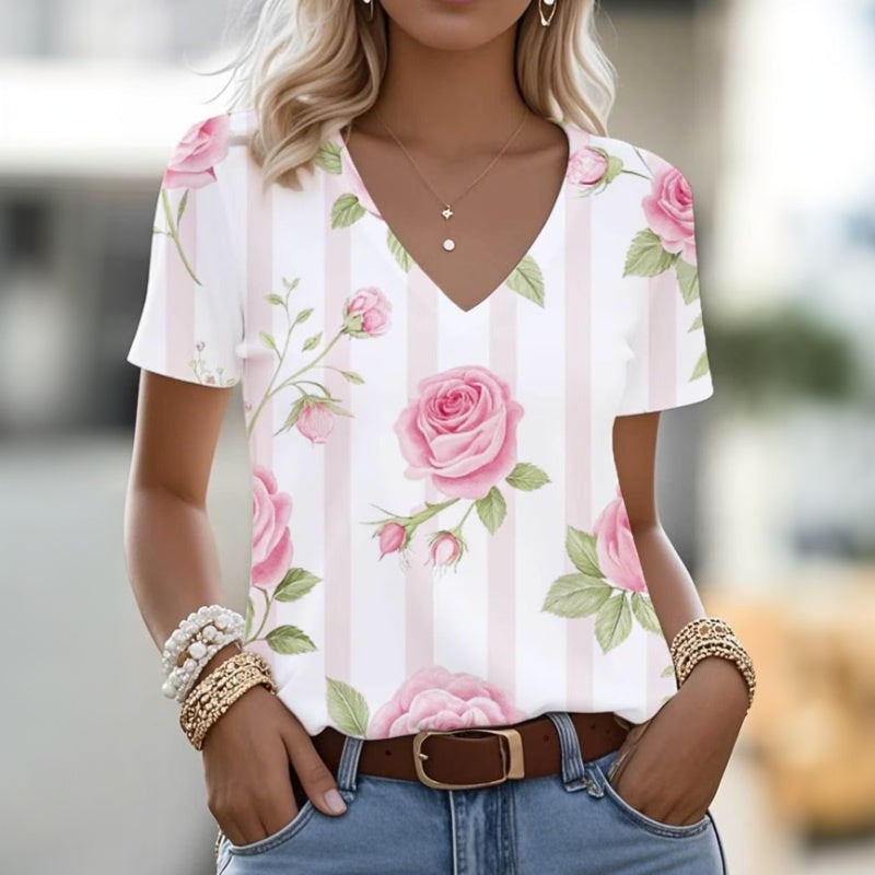 Vintage-T-Shirt Mit Blumendruck