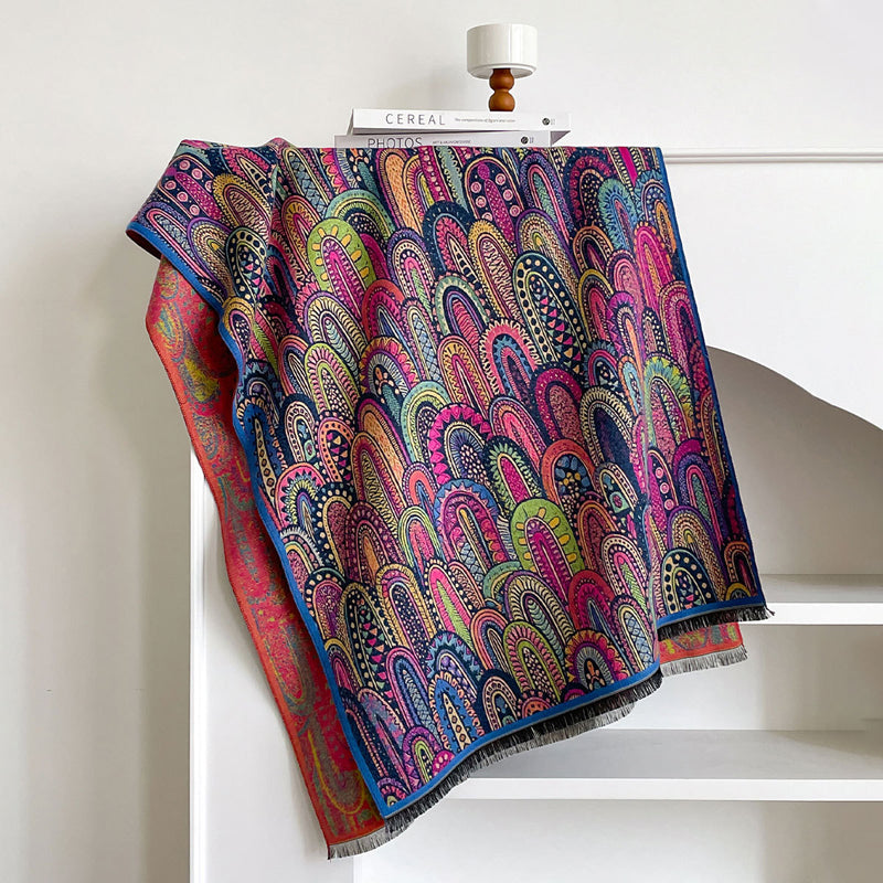 Vintage-Schal Mit Abstraktem Druck