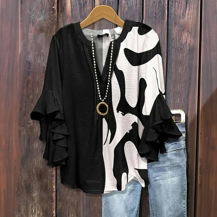 Lässige Bluse Mit Farbblock