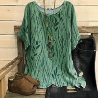Vintage-Bluse Mit Blattdruck