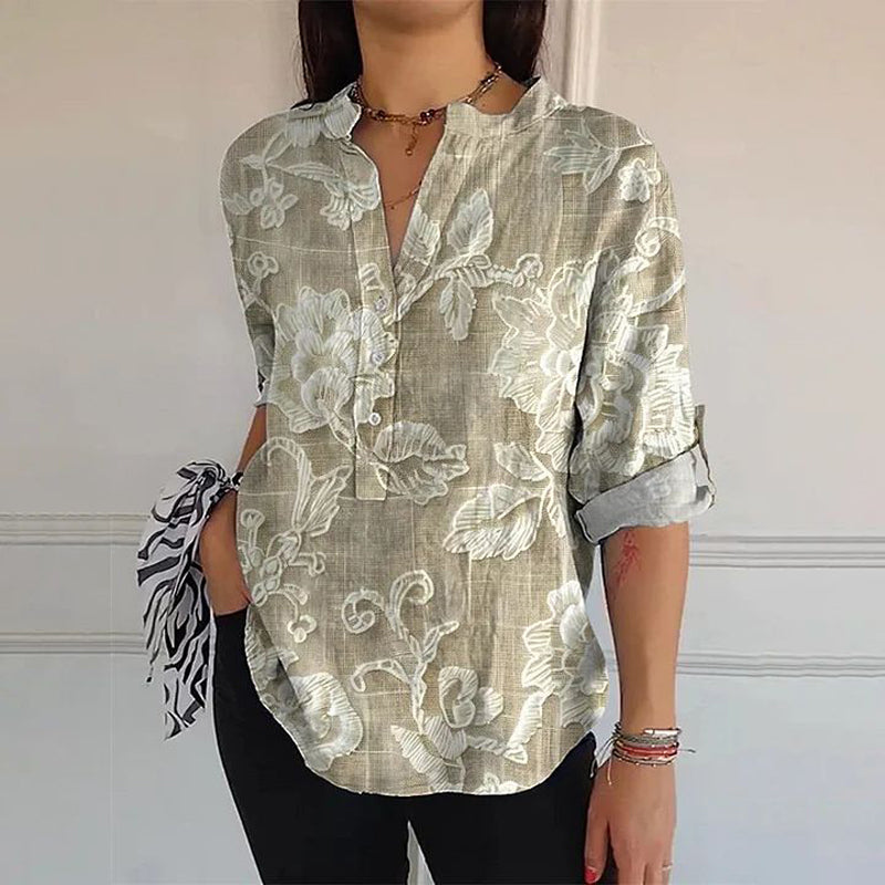 【Lange Ärmel】Vintage-Bluse Mit Blumendruck