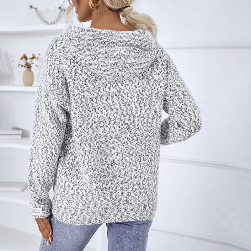 Lässiger Gestrickter Cardigan Mit Kapuze