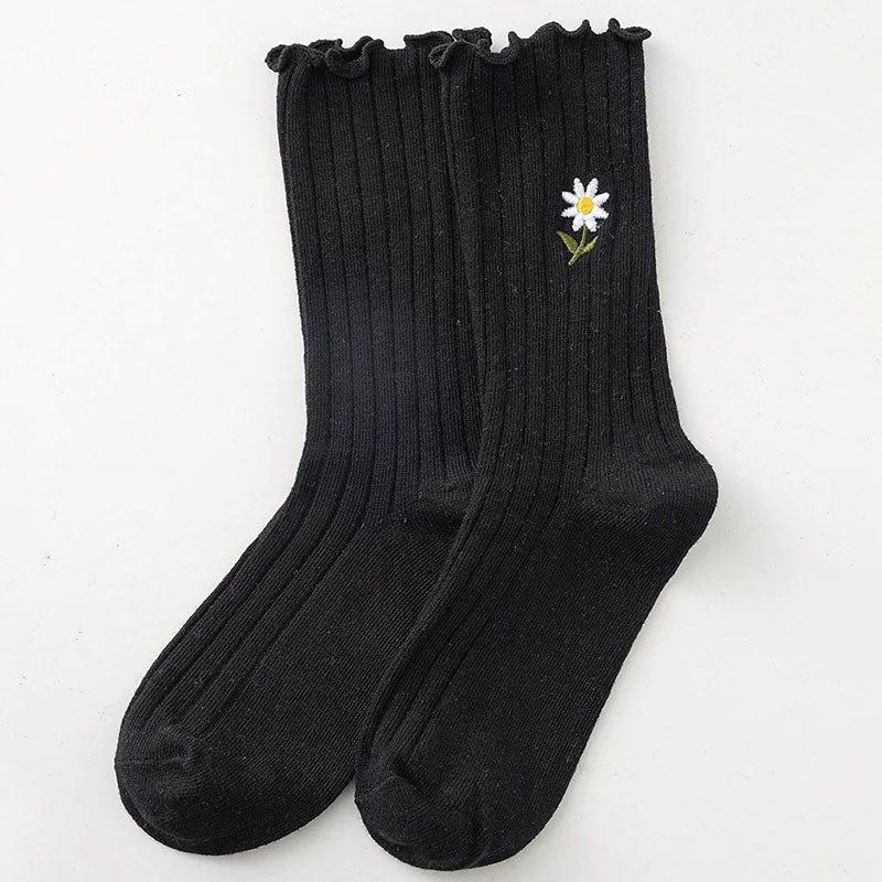 Lässige Socken Mit Blumenstickerei