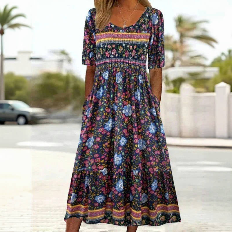 Vintage-Kleid Mit Blumendruck