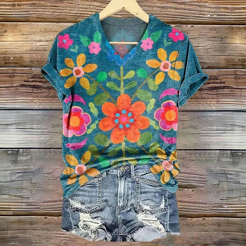 Vintage T-Shirt Mit Blumendruck
