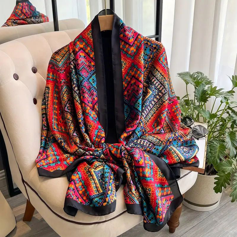 Vintage Schal Mit Geometrischem Print