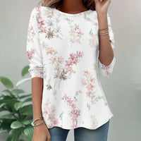 【Lange Ärmel】Vintage-T-Shirt Mit Blumendruck