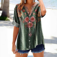 Vintage Bluse Mit Blumendruck