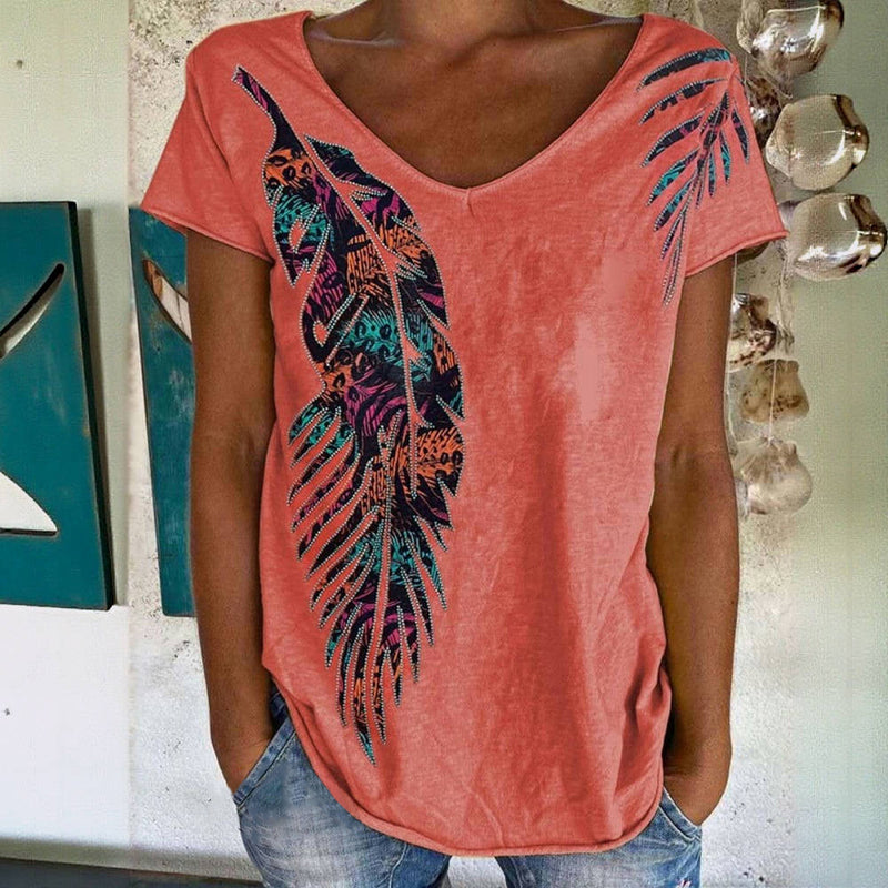Vintage-T-Shirt Mit Blätterdruck