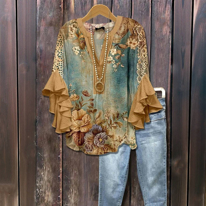 Vintage-Bluse Mit Blumenprint