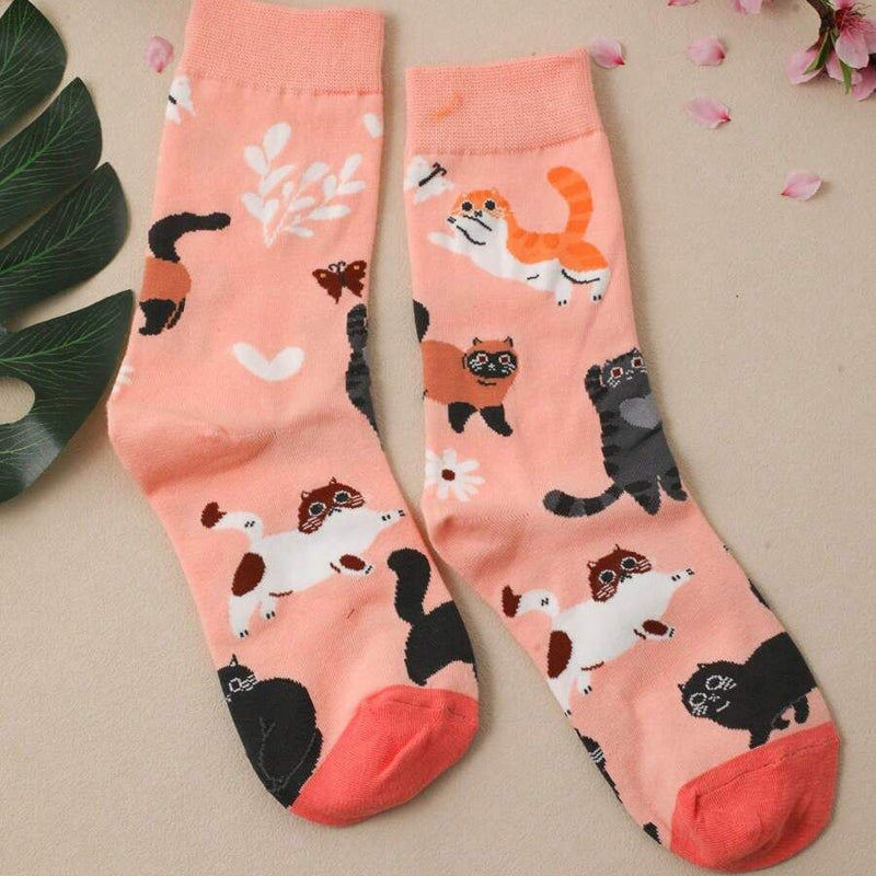 Lässige Socken Mit Katzenmuster