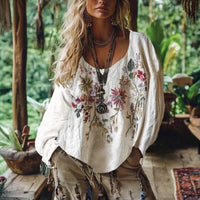 Vintage Bluse Mit Blumendruck