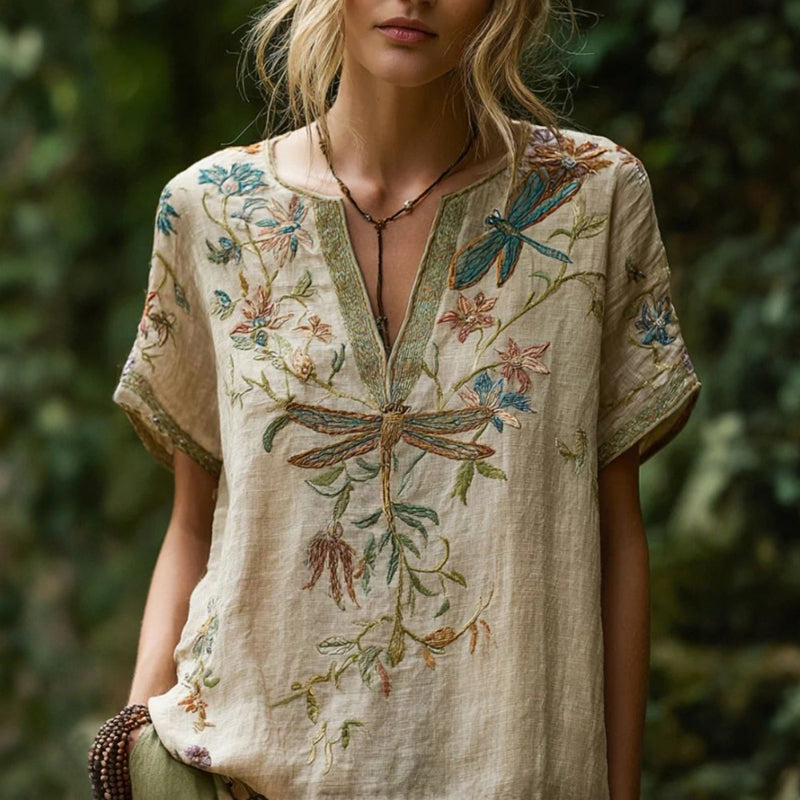 Vintage Bluse Mit Blumendruck