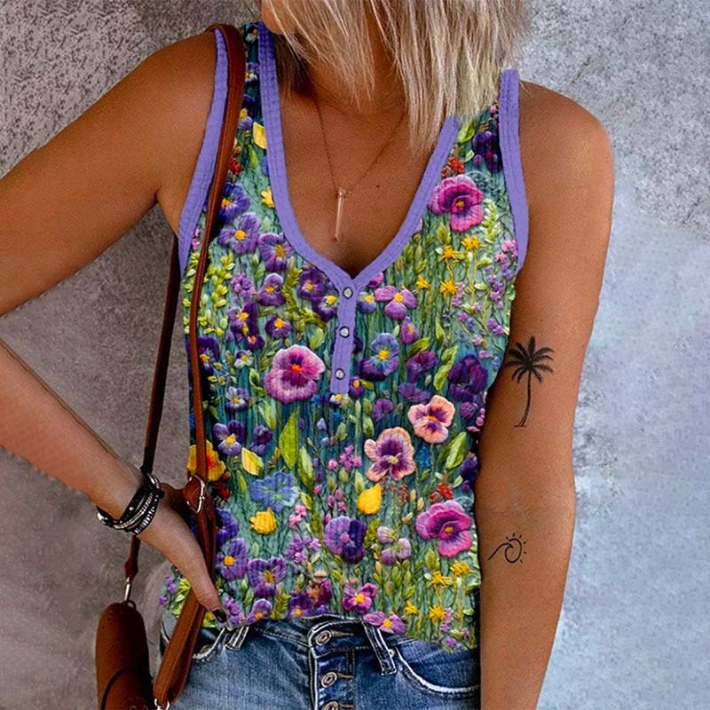 Vintage-Tanktop Mit Blumendruck