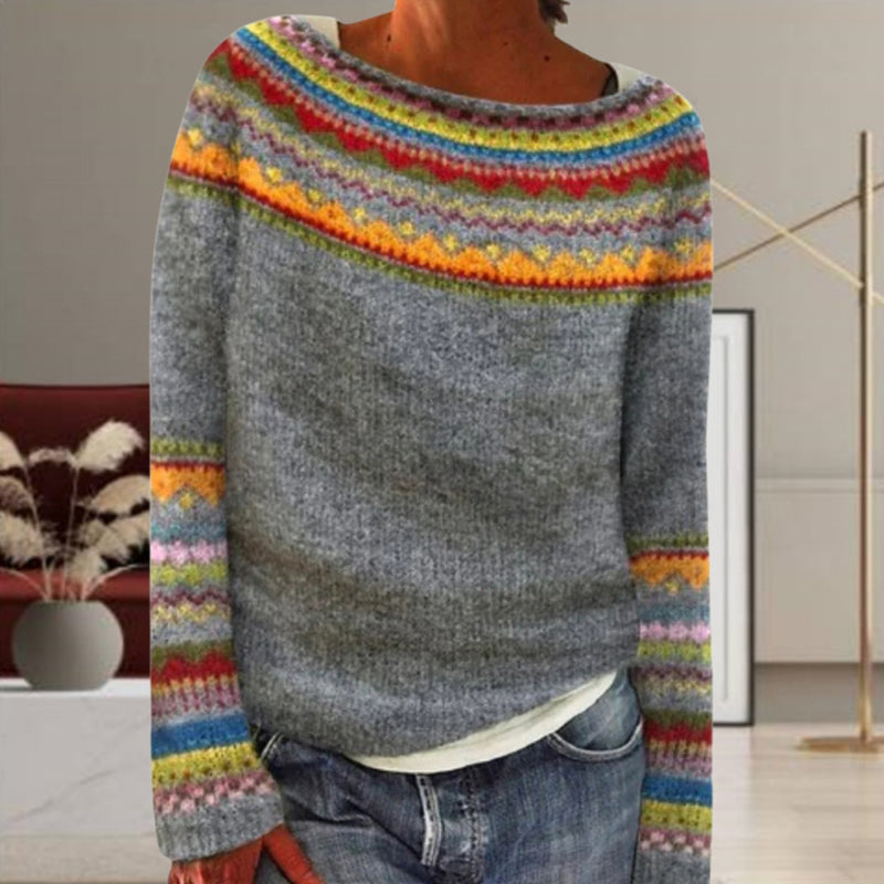 Vintage Geometrischer Strickpullover