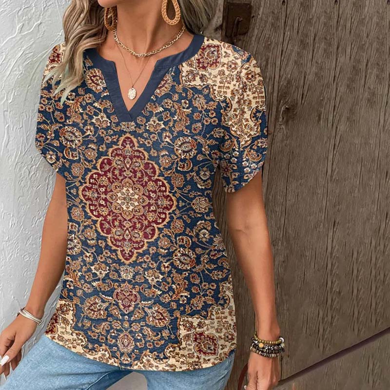 Vintage-T-Shirt Mit Ethnischem Aufdruck