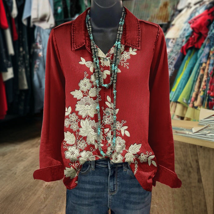 Vintage Bluse Mit Blumendruck