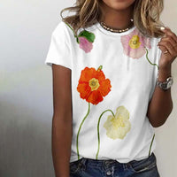 Lässiges T-Shirt Mit Blumendruck