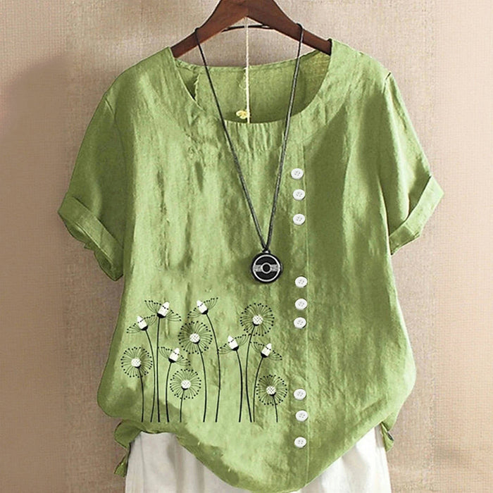 Lässige Bluse Mit Löwenzahn-Print
