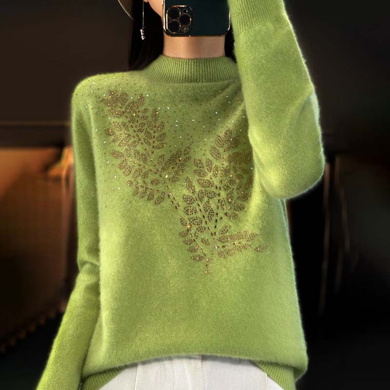 Strickpullover Mit Blättermuster