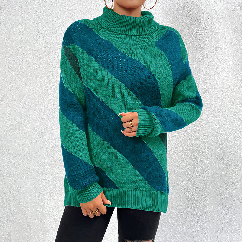 Lässiger Gestreifter Strickpullover